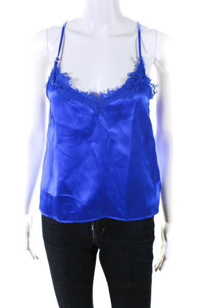 Generation Love Women's Silk Lace Trim Spaghetti Strap Camisole Blue Size XS