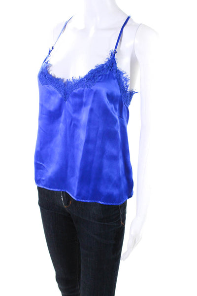 Generation Love Women's Silk Lace Trim Spaghetti Strap Camisole Blue Size XS