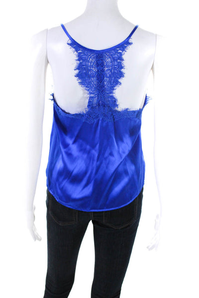 Generation Love Women's Silk Lace Trim Spaghetti Strap Camisole Blue Size XS