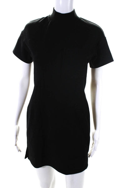 Line And Dot Women's Short Sleeve Mock Neck A Line Mini Dress Black Size XS