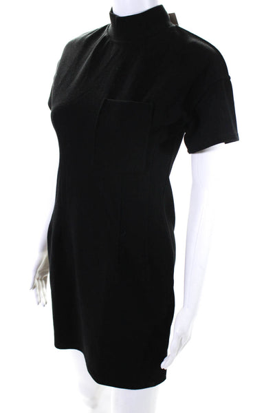 Line And Dot Women's Short Sleeve Mock Neck A Line Mini Dress Black Size XS