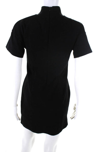 Line And Dot Women's Short Sleeve Mock Neck A Line Mini Dress Black Size XS