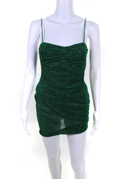 By the Way Women's Spaghetti Strap Metallic Glittery Mini Dress Green Size S