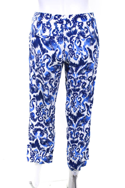 Lily Pulitzer Women's Abstract Print Mid Rise Straight Leg Trousers Blue Size 0