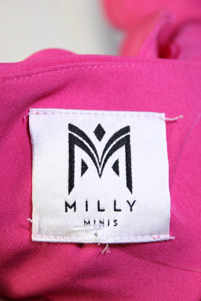 Milly Minis Girls Cap Sleeve Ruffle Crewneck Sheath Dress Pink Size 10