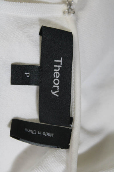 Theory Womens Sheer Long Sleeve Crew Neck Knit Shirt White Size Petite