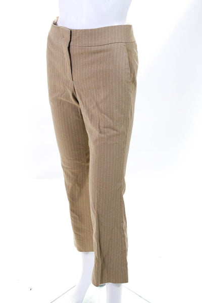 Piazza Sempione Womens Zipper Fly High Rise Pinstriped Pants Brown Size IT 38