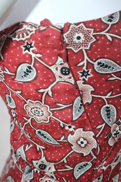 Isabel Marant Etoile Women's One Shoulder Floral Belted Mini Dress Red Size 36