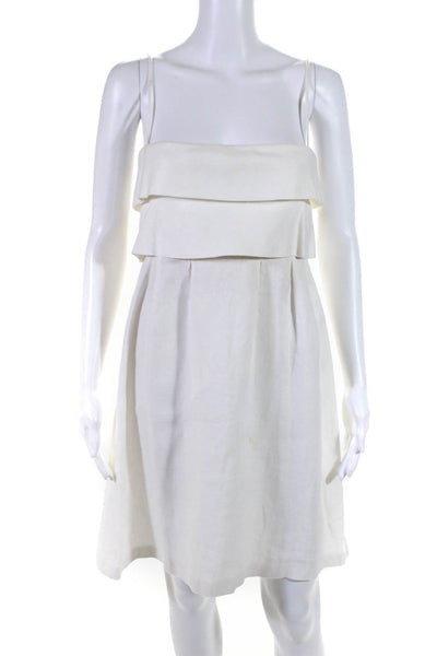 Valentino Women's Linen Sleeveless A Line Mini Dress White Size 4