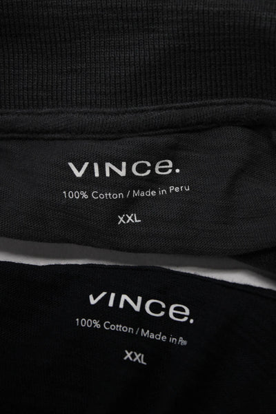 Vince Mens Short Sleeve Polo Shirt Navy Blue Gray Cotton Size XXL Lot 2