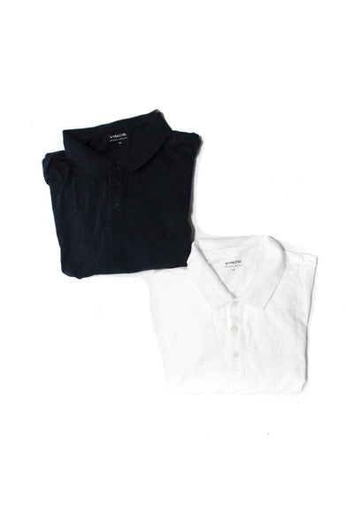 Vince Mens Short Sleeve Polo Shirt Navy Blue White Cotton Size XXL Lot 2