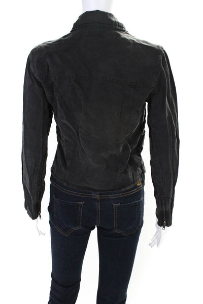 Rails Womens Notch Collar Side Zip Long Sleeve Jacket Charcoal Size XS