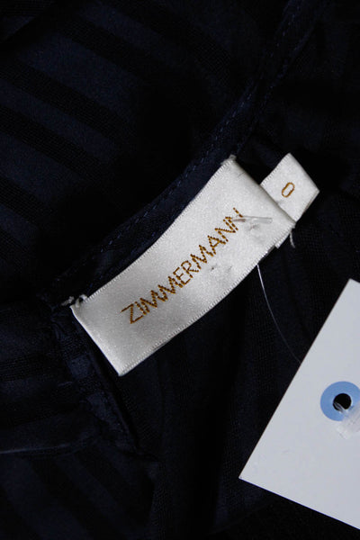 Zimmermann Womens Striped Tied Neckline Open Front Sheer Cardigan Navy Size 0