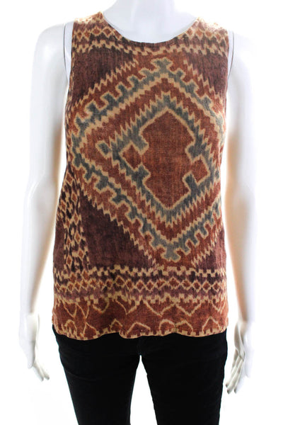 Lauren Jeans Company Women's Round Neck Sleeveless Blouse Brown Size M