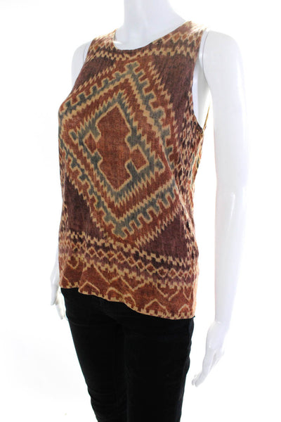 Lauren Jeans Company Women's Round Neck Sleeveless Blouse Brown Size M