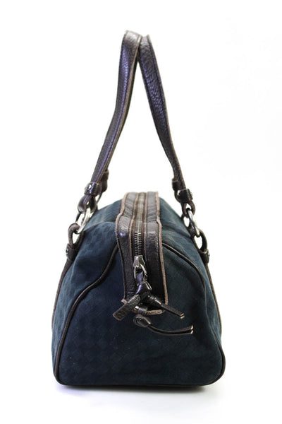 Bottega Veneta Women's Intrecciato Canvas Leather Shoulder Bag Blue Brown