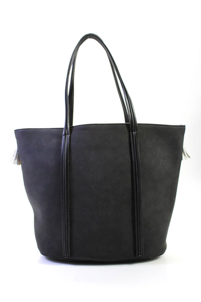 Shiraleah Women's Zip Closure Double Strap Tassel Tote Bag Black