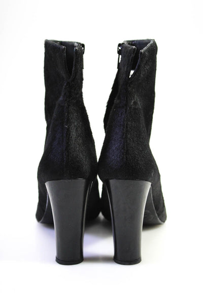 Stuart Weitzman Women's Pointed Toe Ponyhair Ankle Booties Black Size 9