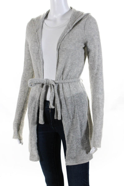 Martin + Osa Womens Cashmere Open Front Long Sleeve Hooded Cardigan Gray Size XS