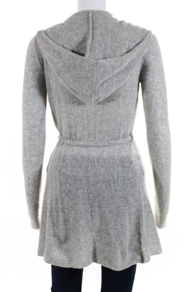 Martin + Osa Womens Cashmere Open Front Long Sleeve Hooded Cardigan Gray Size XS