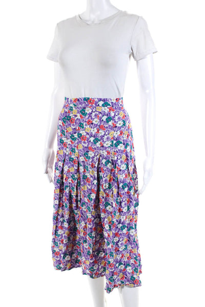 Faithfull The Brand Women's Floral Print Pleated Midi Skirt Purple Size 4