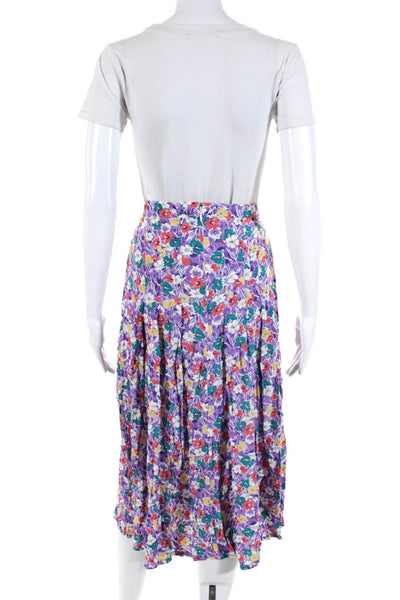 Faithfull The Brand Women's Floral Print Pleated Midi Skirt Purple Size 4