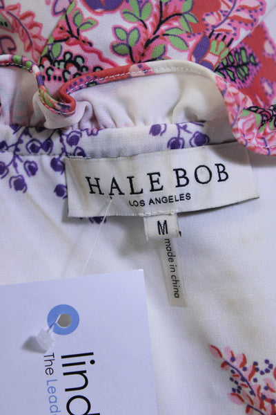 Hale Bob Womens Sleeveless V Neck Paisley Floral Top White Pink Size Medium