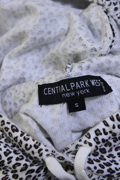 Central Park West Womens Cotton Animal Print Long Sleeve Hoodie White Size 6