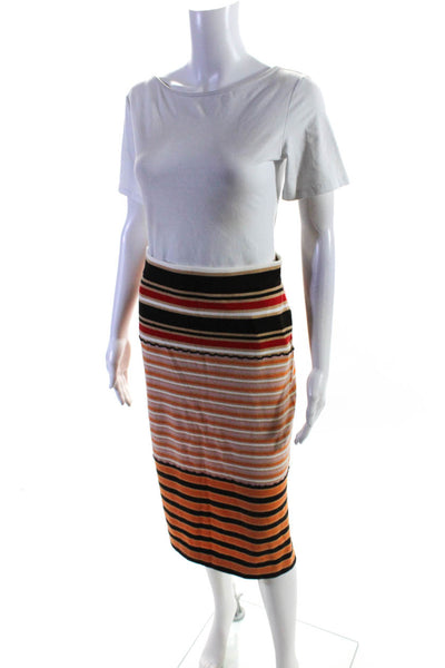 Marni Uniqlo Womens Striped Maxi Skirt Multi Colored Wool Size Small