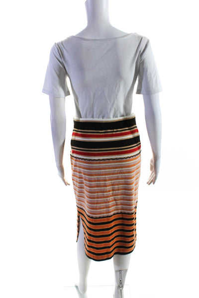 Marni Uniqlo Womens Striped Maxi Skirt Multi Colored Wool Size Small