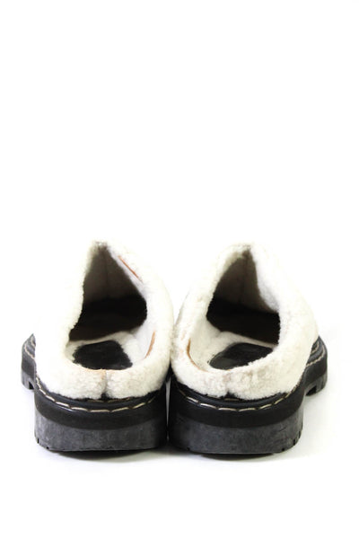 Proenza Schouler Womens Beige Fuzzy Platform Mules Shoes Size 8