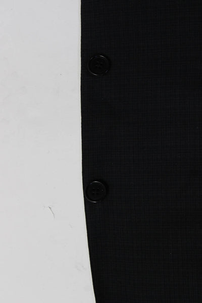 John Varvatos Star USA Mens Wool Grid Print 2 Button Suit Jacket Black Size 40R