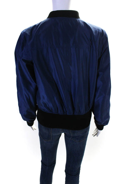 Hei Hei Womens Long Sleeved Zippered Windbreaker Bomber Jacket Blue Black Size S