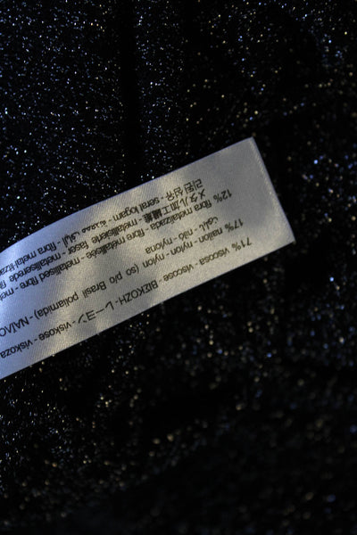 Zara Womens Black Metallic Detail High Neck Long Sleeve A-Line Dress Size M