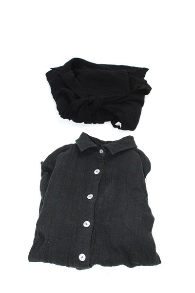 Zara Women's Long Sleeve Tie Front Cropped Blouse Black Size M XS, Lot 2