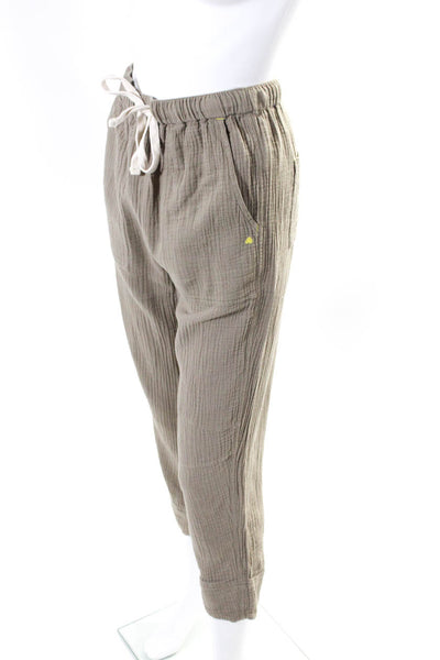 Kerri Rosenthal Women's Cotton Elastic Waist Straight Leg Pants Green Size XS