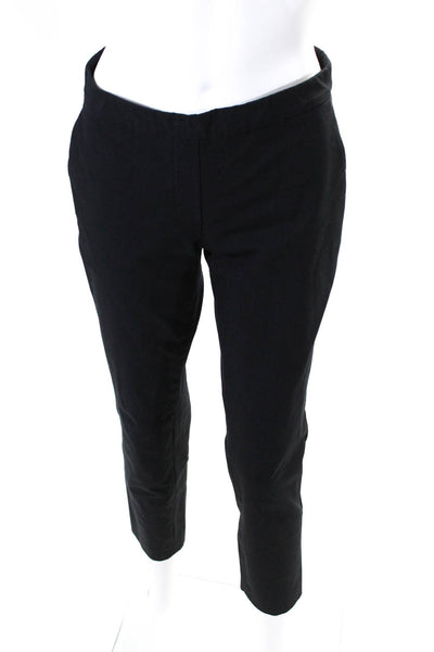 Theory Women's Mid Rise Straight Leg Elastic Trouser Pants Black Size 2