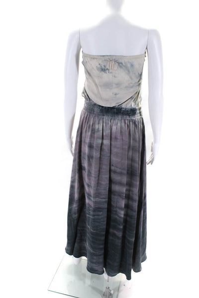 Gypsy 05 Womens Tie Dye Strapless Tied Blouson Maxi Dress Gray Purple Size XS