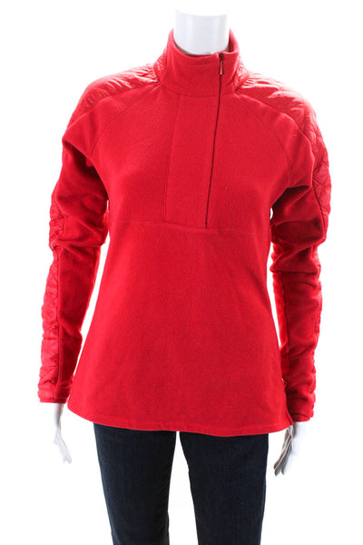 Athleta Womens 1/4 Zip High Neck Quilted Panel Long Sleeved Jacket Red Size S