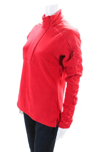 Athleta Womens 1/4 Zip High Neck Quilted Panel Long Sleeved Jacket Red Size S