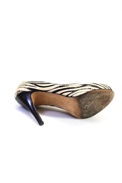 Saks Fifth Avenue Womens Zebra Print Platform Stiletto Heels Brown Beige Size 9