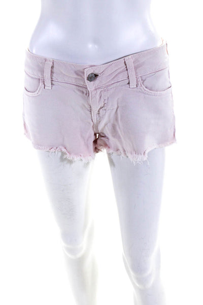 Siwy Womens Solid Pink Cotton Distress Mid-Rise Mini Denim Shorts Size 26