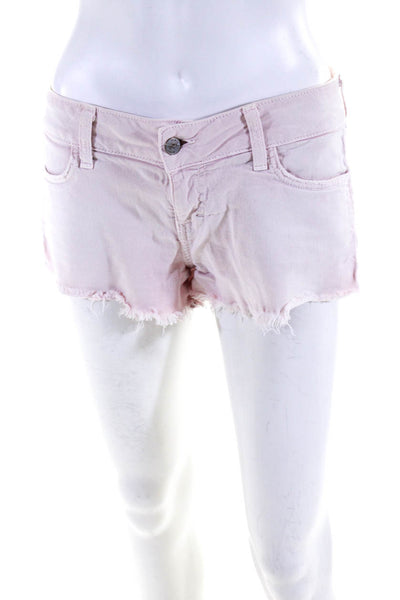 Siwy Womens Solid Pink Cotton Distress Mid-Rise Mini Denim Shorts Size 26