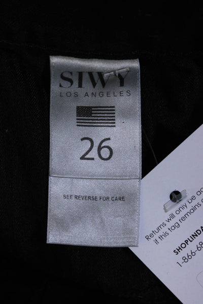 Siwy Womens Solid Black Distress Mid-Rise Mini Cotton Denim Shorts Size 26