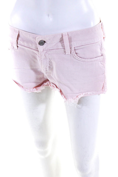 Siwy Womens Solid Pink Distress Mid-Rise Mini Cotton Denim Shorts Size 26
