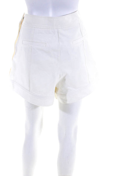 Derek Lam 10 Crosby Womens Cotton Top Stitch Side Button Up Shorts Ivory Size 12