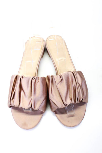 Barneys New York Womens Fabric Open Toe Flat Slides Sandals Blush Pink Size 9