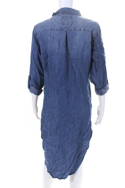 Rails Womens Button Front 3/4 Sleeve Collared Shirt Dress Blue Size Extra Small