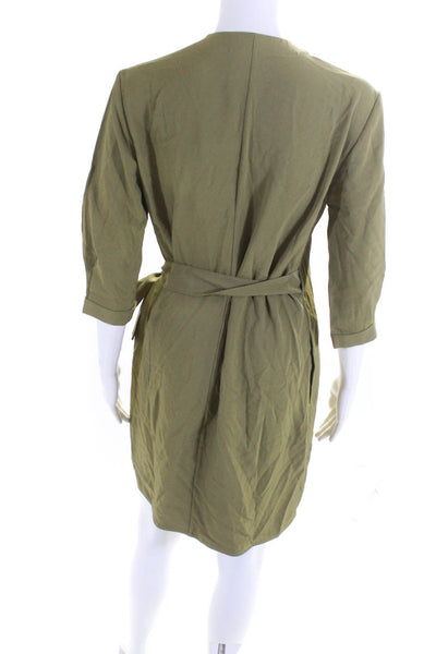 Everlane Womens The Japanese GoWeave Long Sleeve Mini Wrap Dress Olive  Size 00