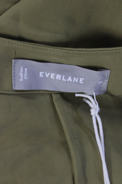 Everlane Womens The Japanese GoWeave Long Sleeve Mini Wrap Dress Olive  Size 00